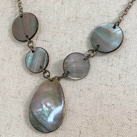 Premier Designs Tahiti Mother of Pearl Silver Plated Boho Chic Necklace - Picture 2 of 12